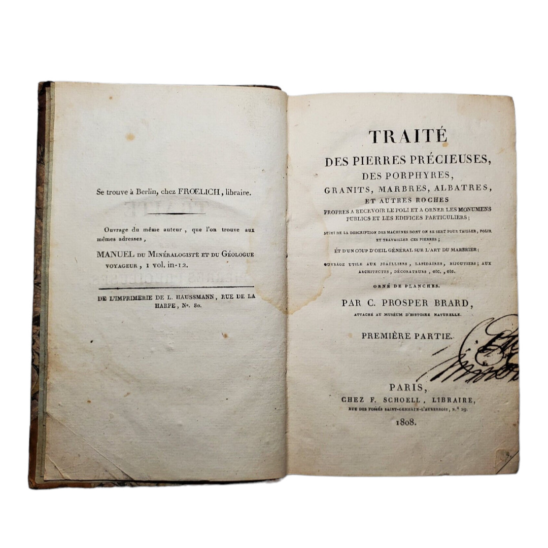 1808 Antique French Gemstone Cutting Book 1st Edition Traité Pierres Précieuses