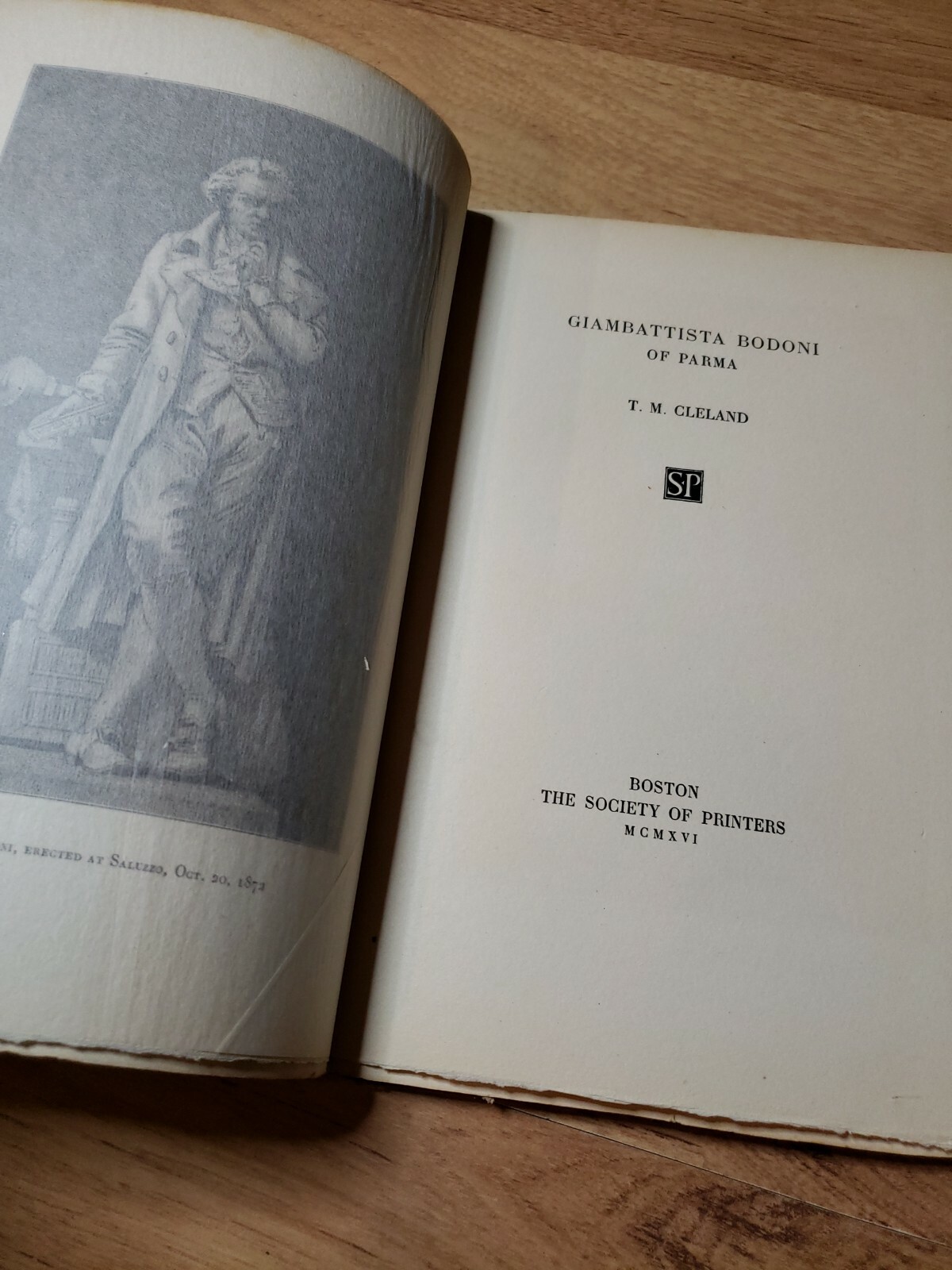 GIAMBATTISTA BODONI de PARMA by T M Cleland Print Type Design Biography
