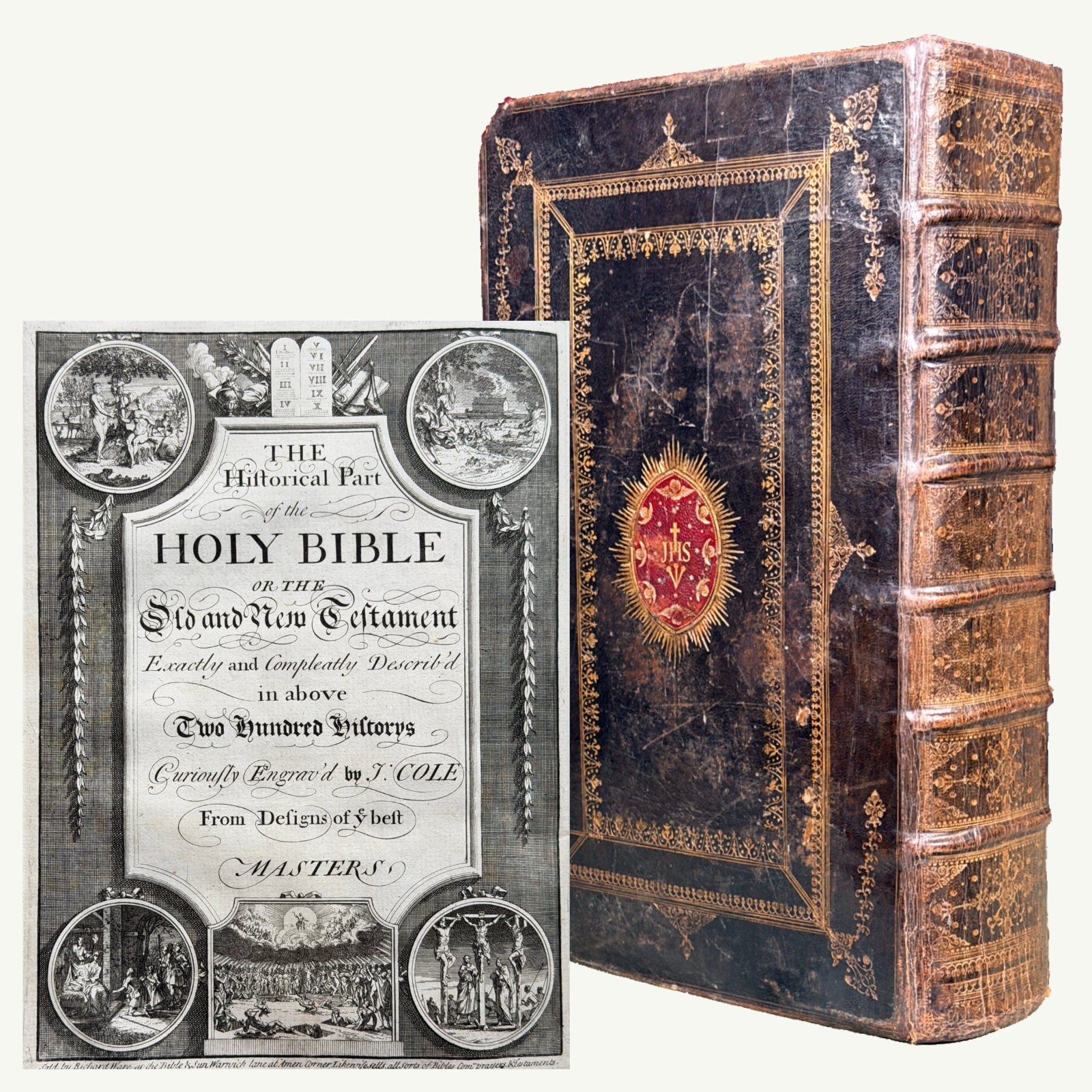 1715 Extra Illustrated Pulpit Folio King James Bible in Stunning Period Binding