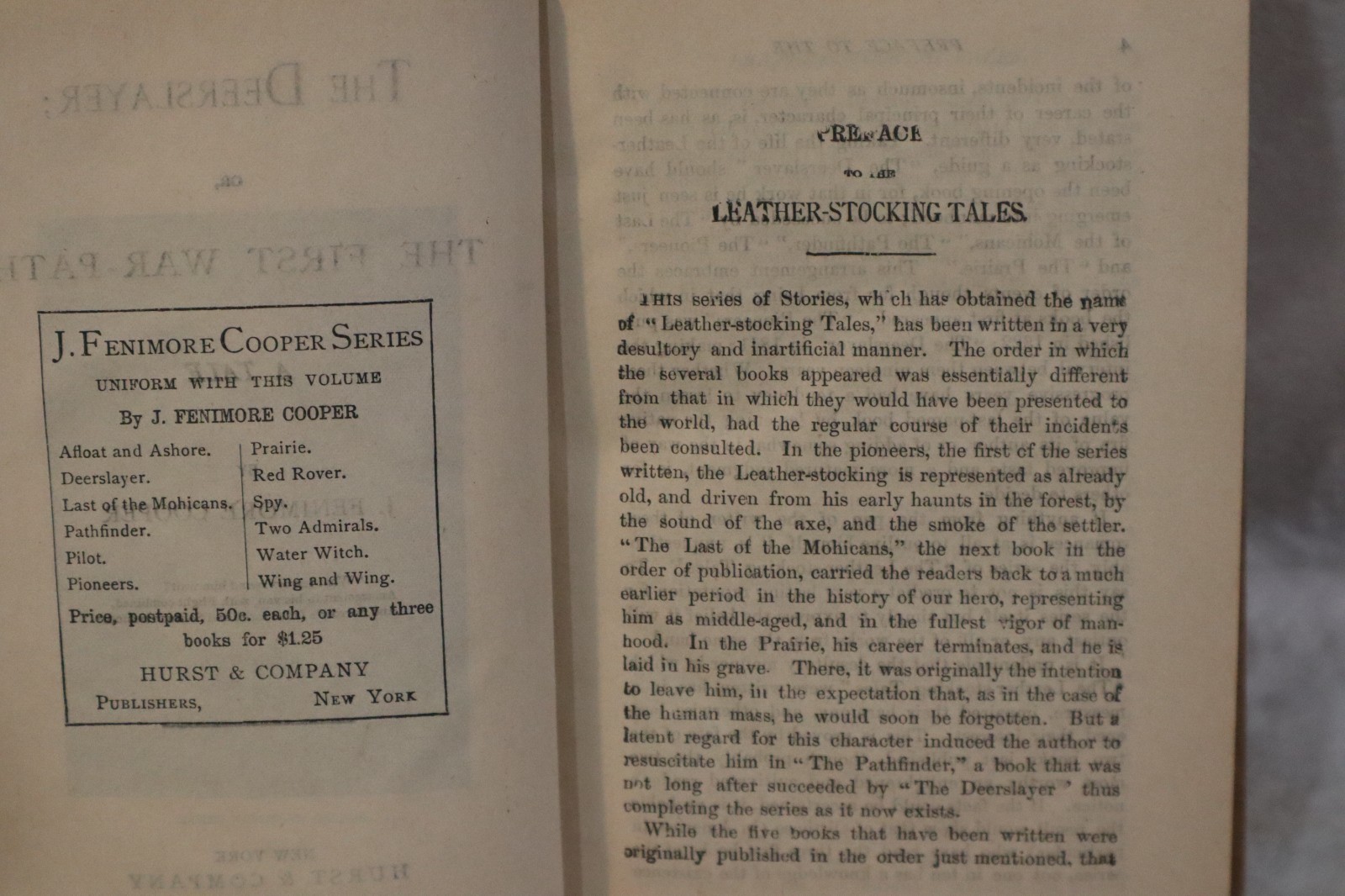 Deerslayer by James Fenimore Cooper Hurst & Company hardcover