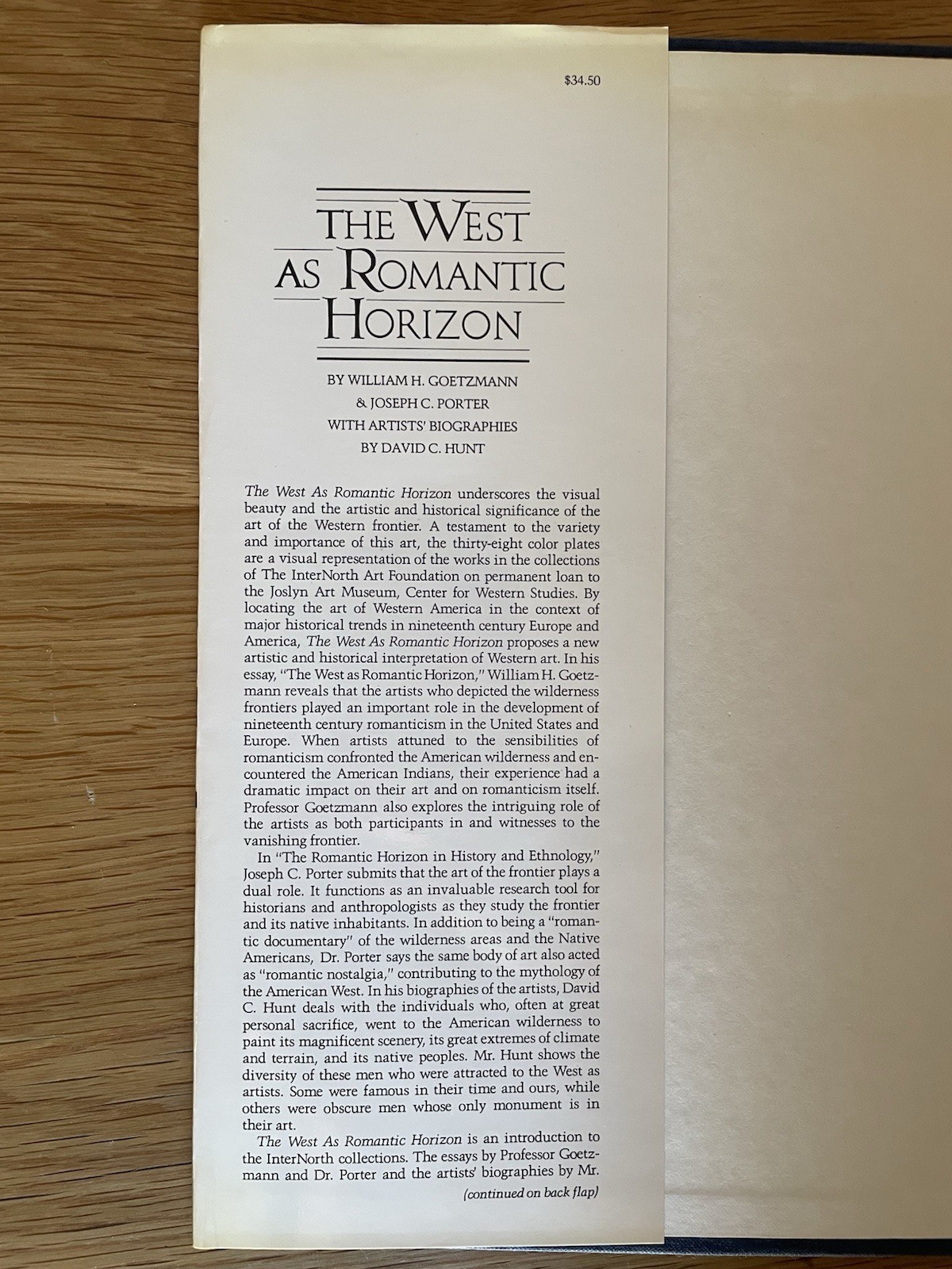 The West As Romantic Horizon 1st Ed William Goetzmann Joseph Porter hardcover