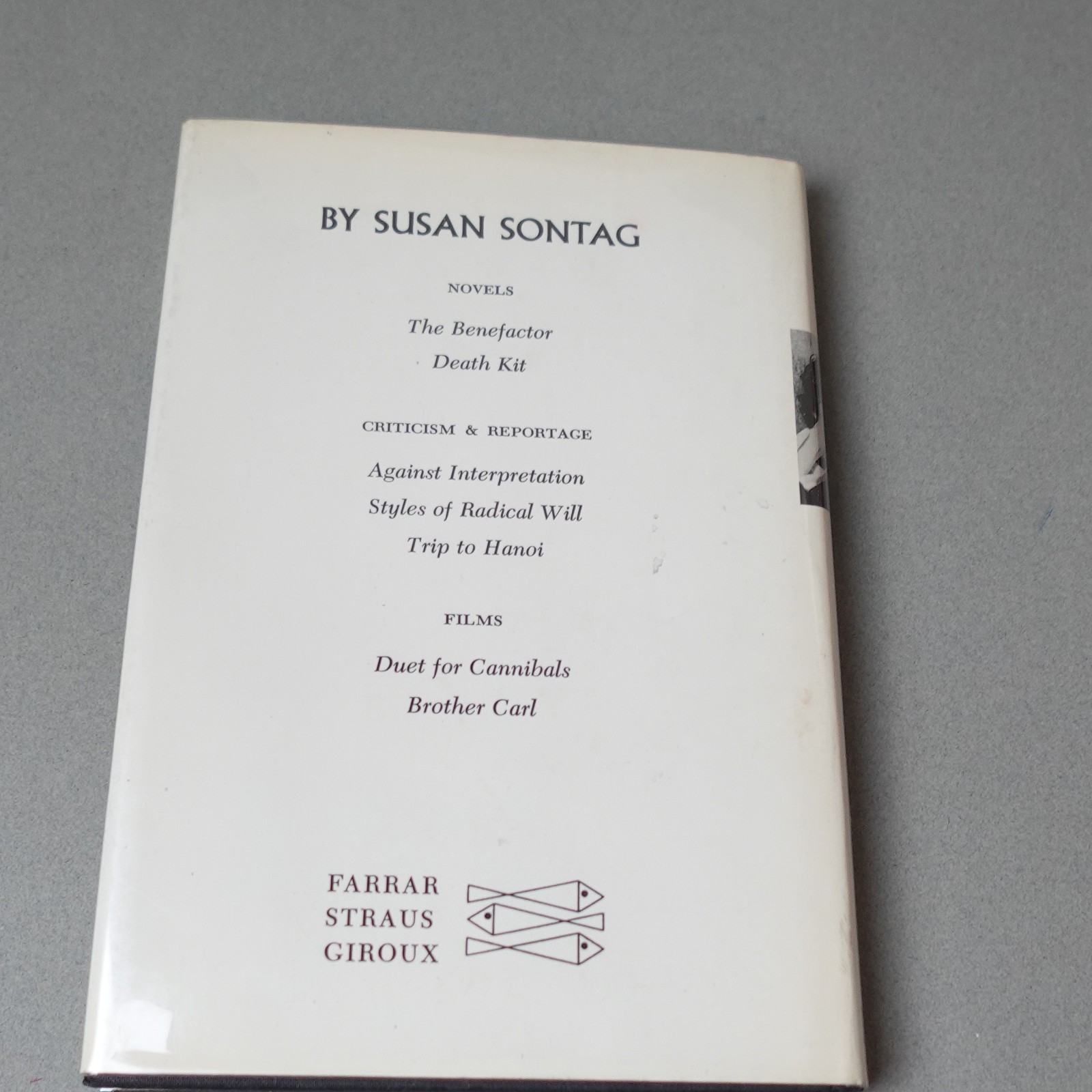 Susan Sontag Brother Carl a filmscript Hardcover 1st Edition 1st Printing 1974