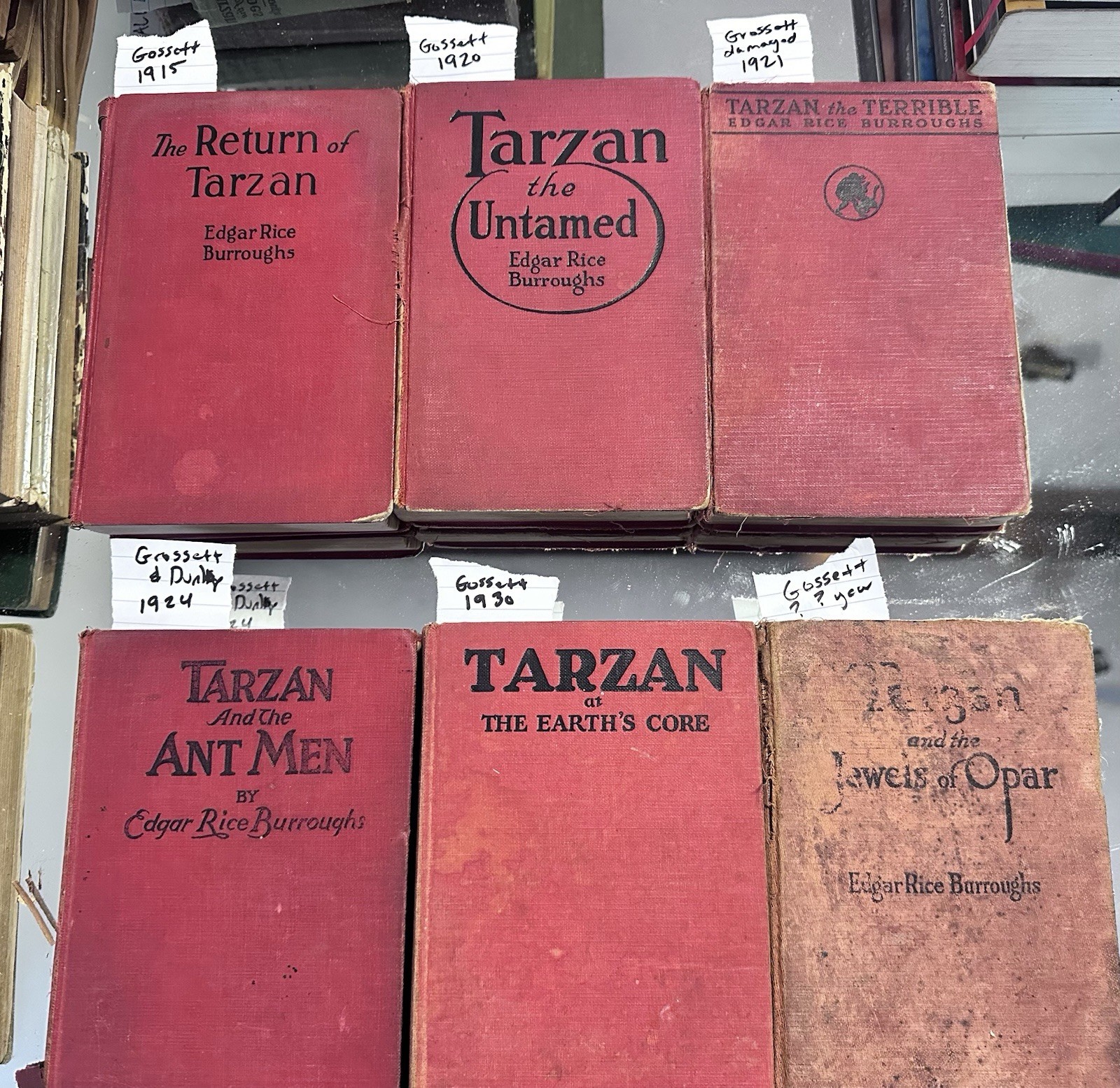 Edgar Rice Burroughs Tarzan Lot 6 Hardcover Illustrated Inscribed Grosset Dunlap