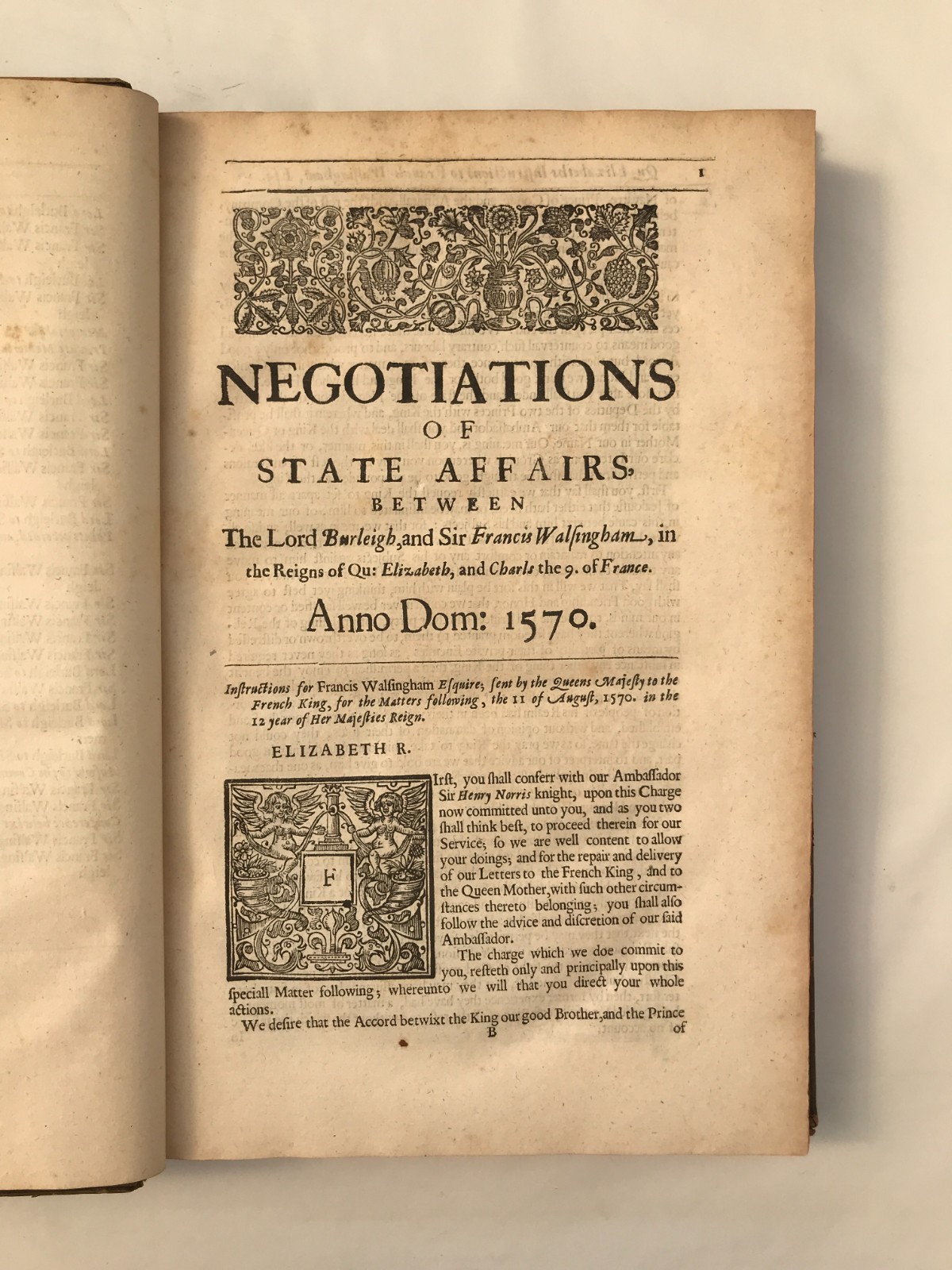 1655 Digges COMPLEAT AMBASSADOR First Ed. Intended Marriage Q. Elizabeth Letters