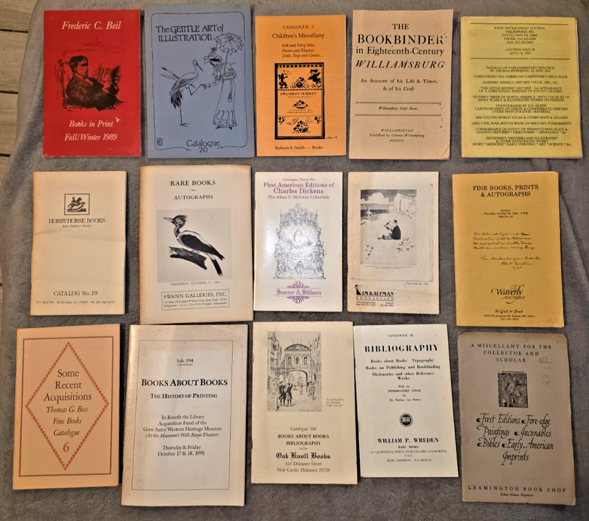 Antiquarian & Rare Book Dealer Catalogs LOT 15 Auction Lists Bibliog 1970s-1990s