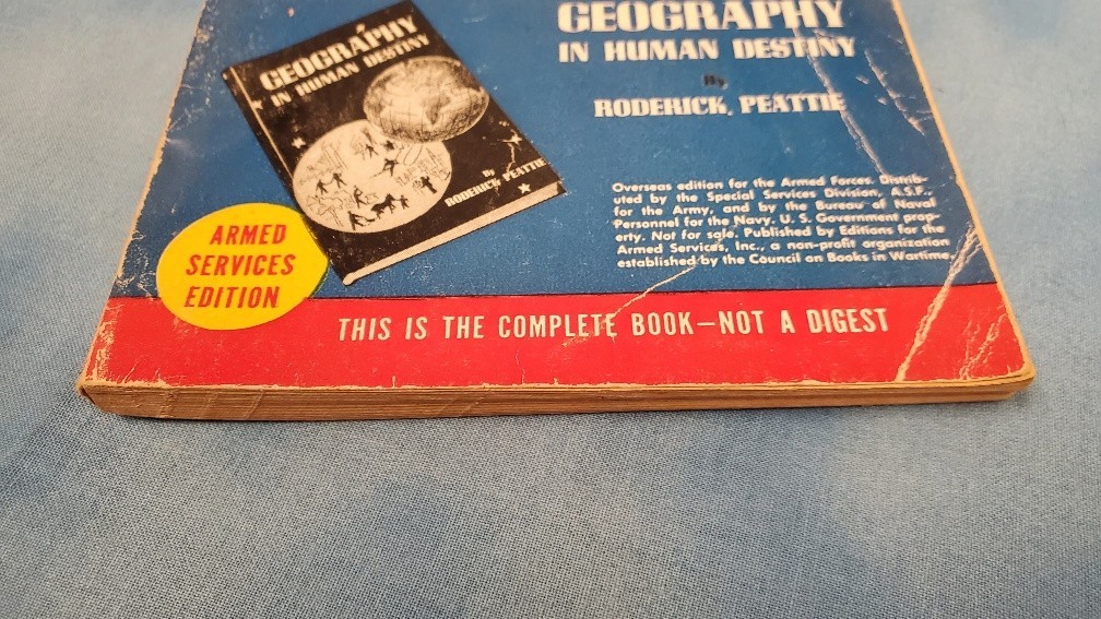 Armed Services Edition Geography In Human Destiny R-12 Peattie Very Good