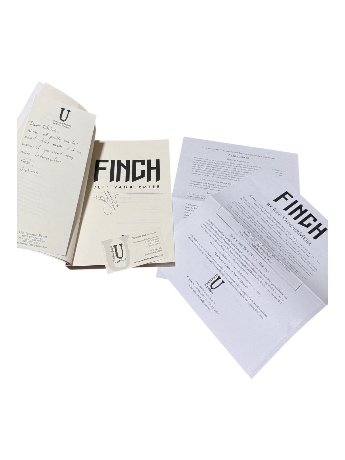 Jeff VanderMeer / Finch Signed Uncorrected Proof 1st 2009