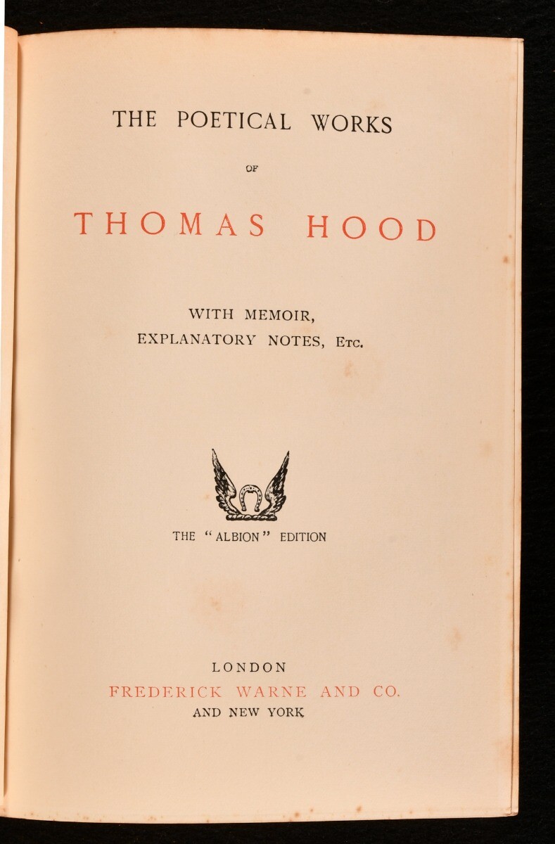 1890 The Poetical Works of Thomas Hood The Albion Edition Riviere and Son