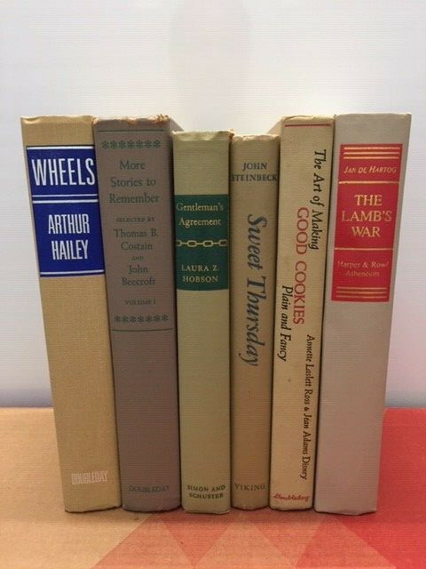 Lot of 6 Vintage Beige Tan Gray Books for Decorative, Staging, Decor, Farmhouse