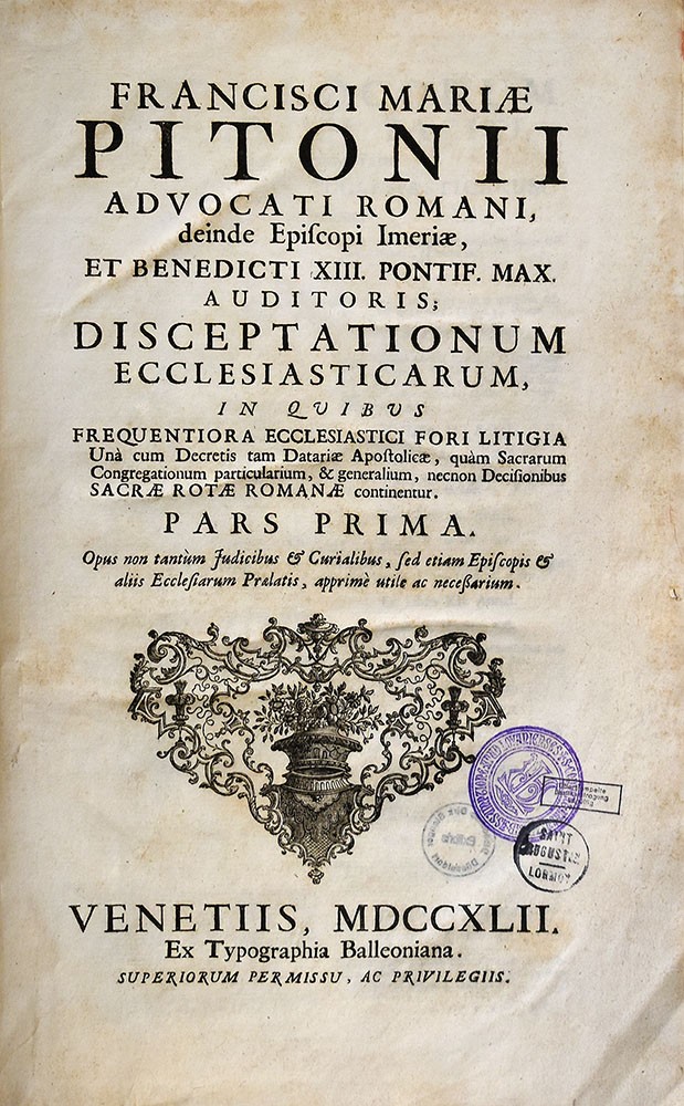 Pitonius, Disceptationum Ecclesiasticarum, In Quibus Frequentiora Ecclesiatici F