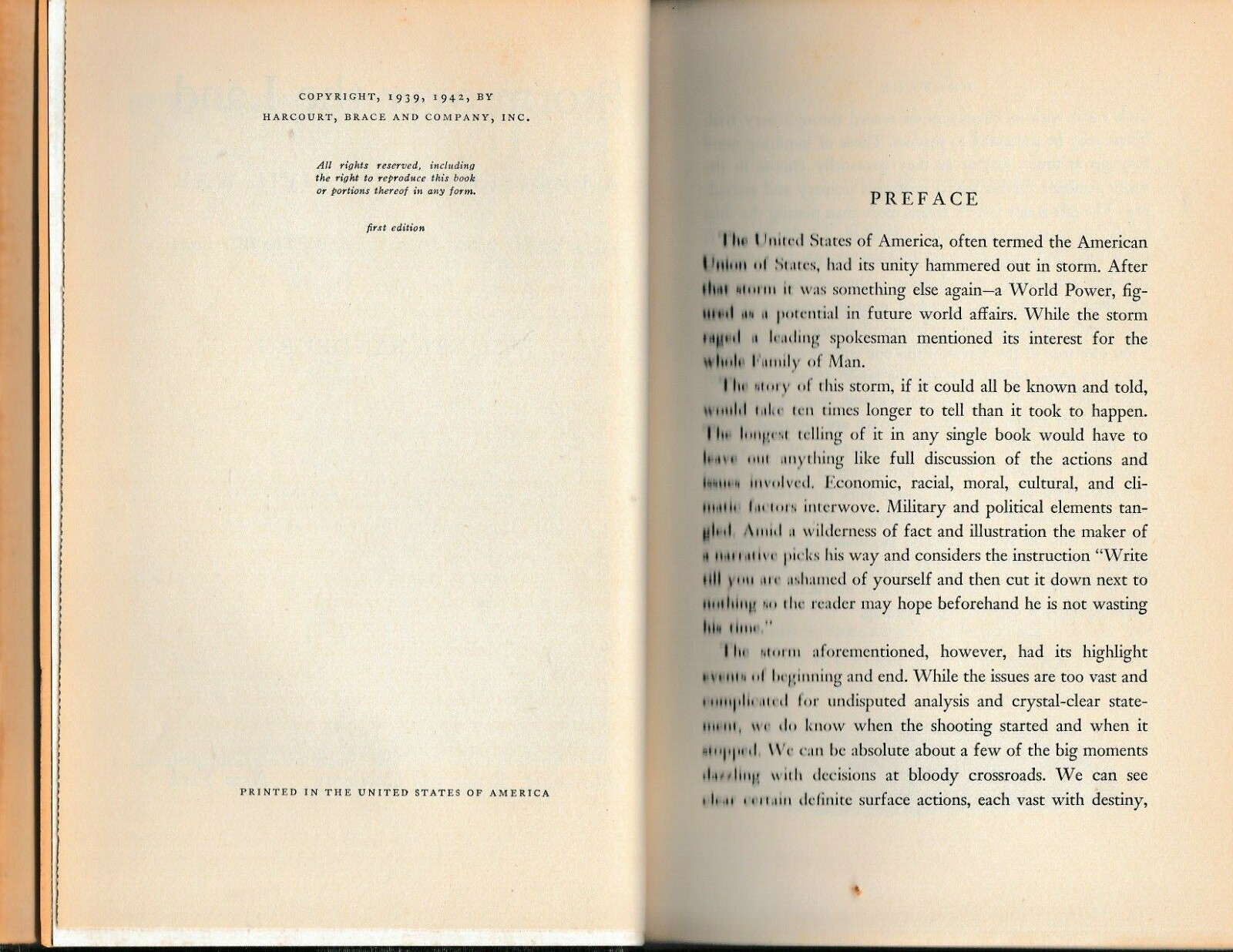 Storm over the Land A Profile Of The Civil War by Carl Sandburg 1st Ed 1942 Book
