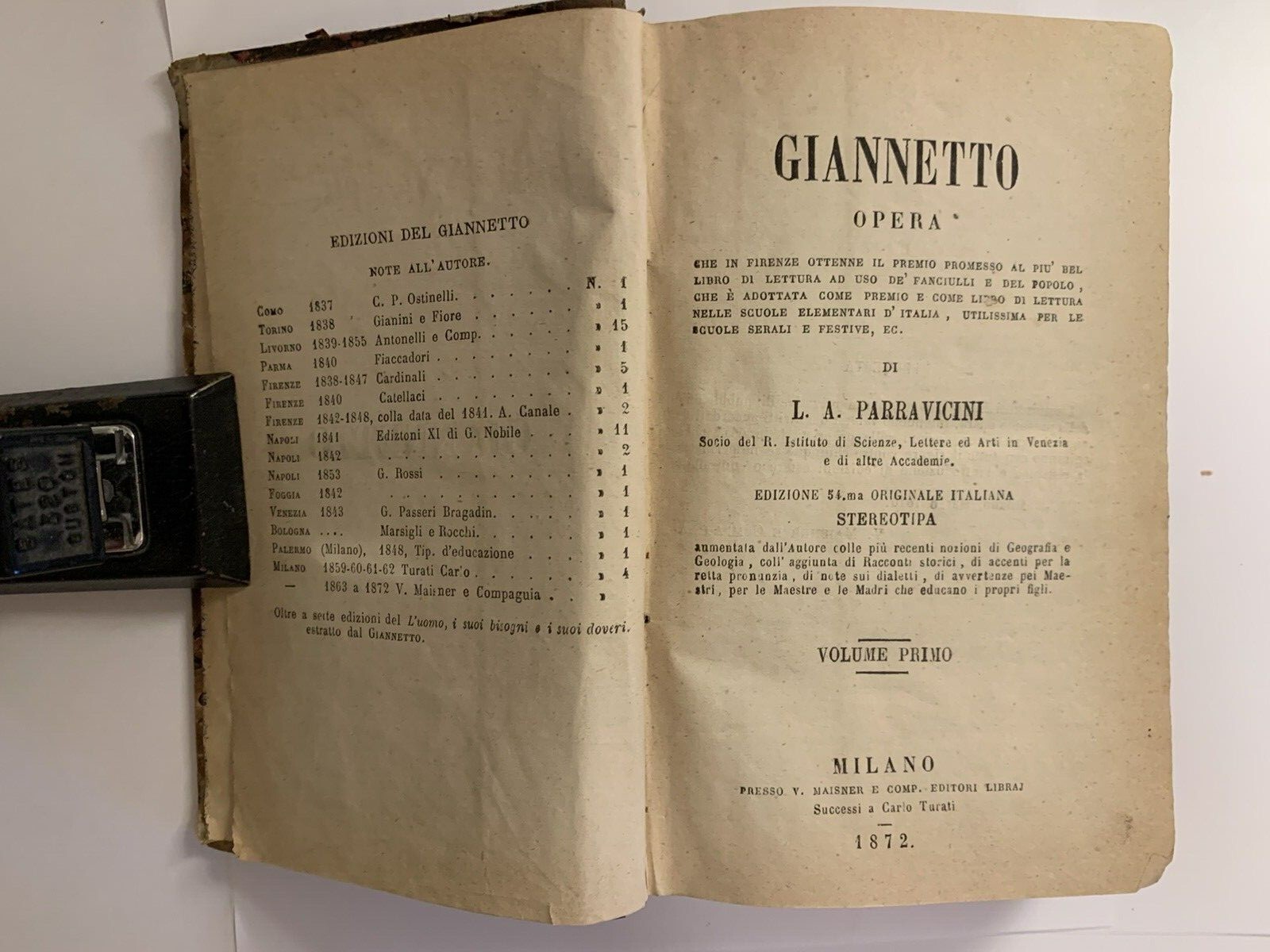 Giannetto Opera R.A. Parravicini 3 Volumes 1872