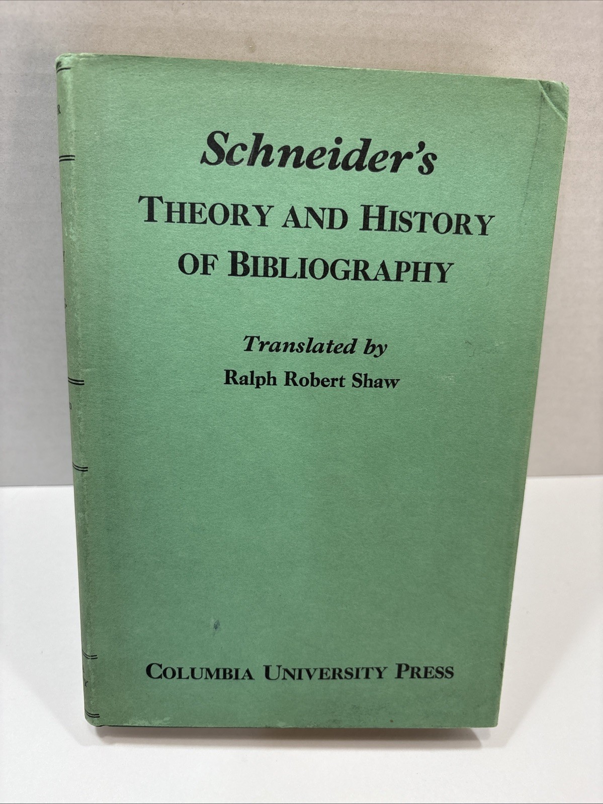 Theory and History of Bibliography by Georg Schneider; 1934, 1st Ed., HC DJ VGC