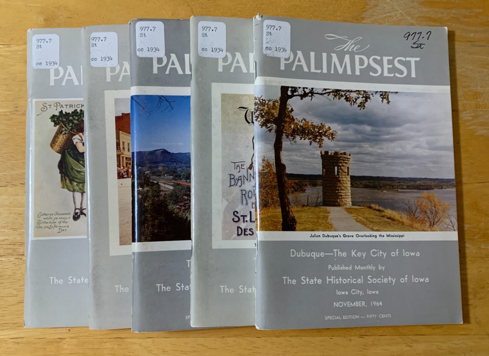 Lot of 5 PALIMPSEST Magazines – 1964 – State Historical Society of Iowa