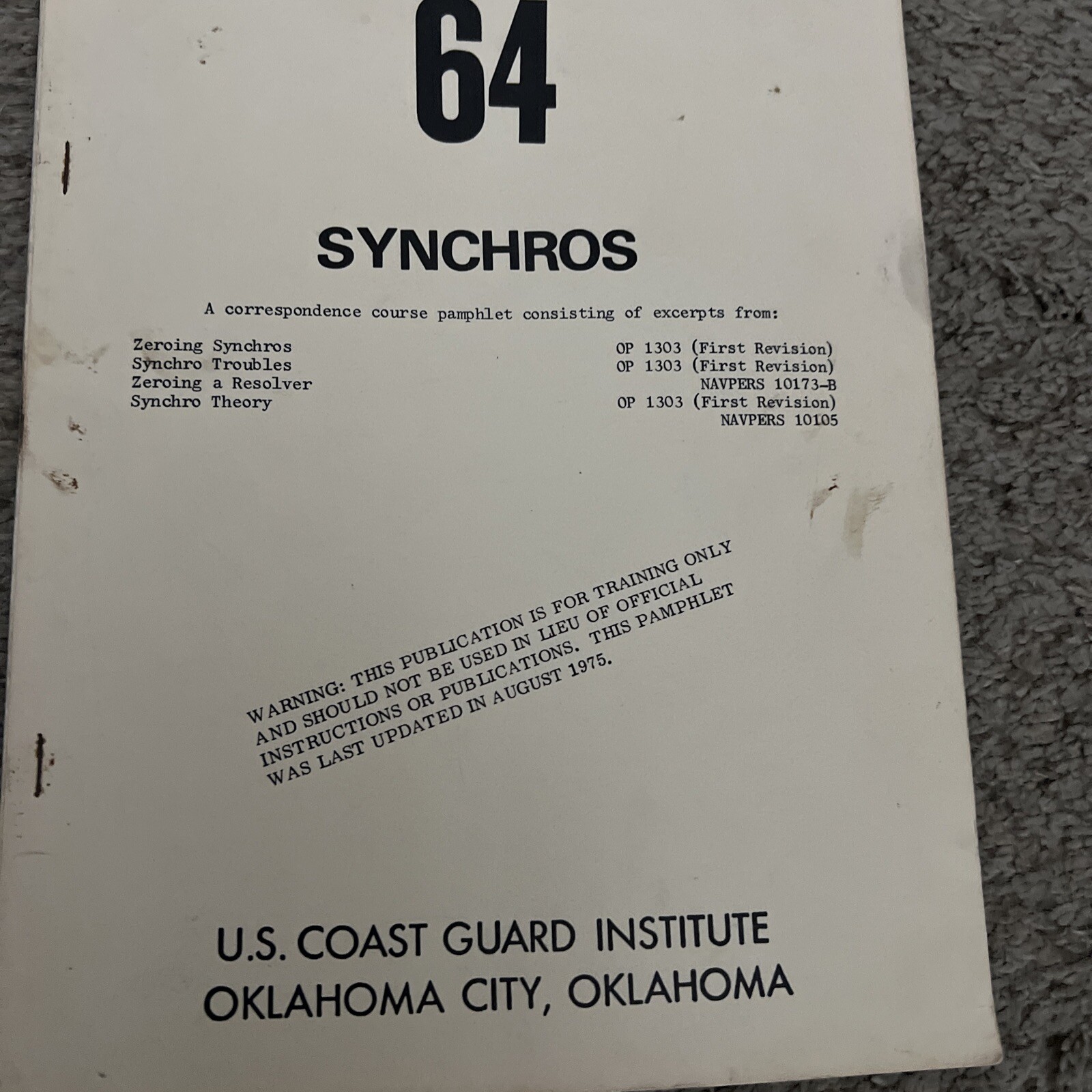 U.S.Coast Guard Electronics Training Pamphlets 64,67,72