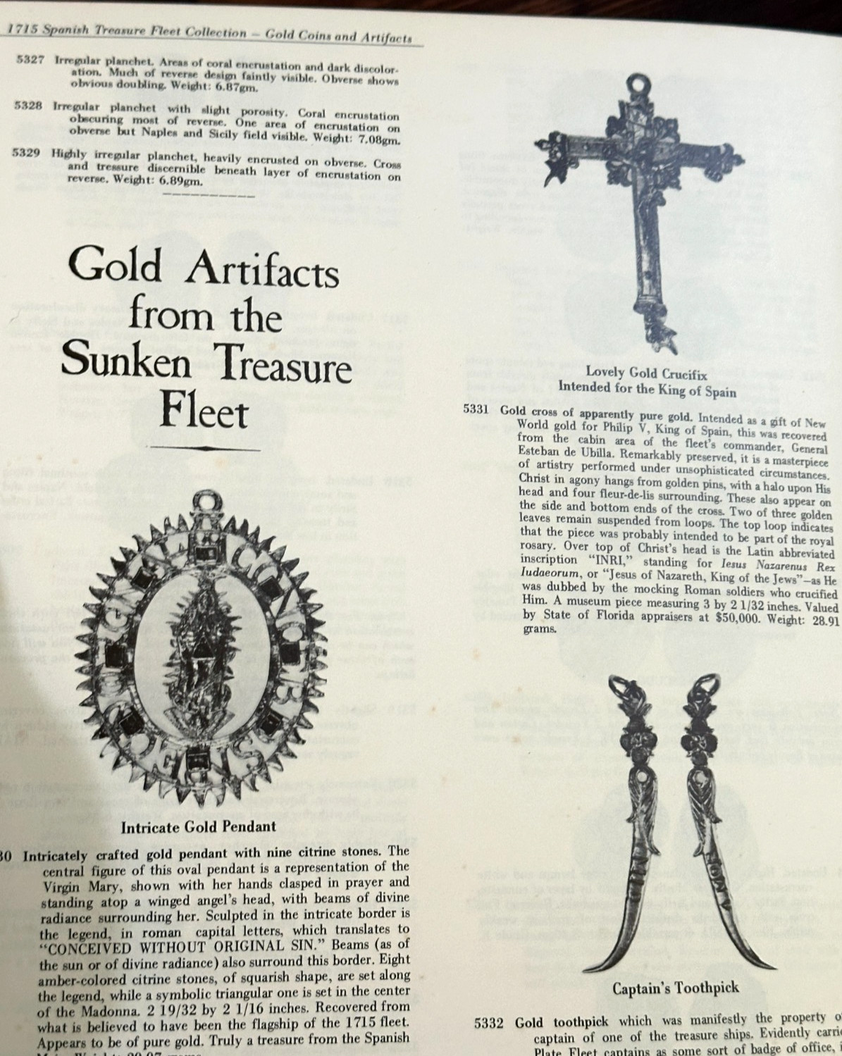 HAROLD BLAUVELT 1715 SPANISH TREASURE FLEET COIN COLLECTION AUCTION RESULTS 1977