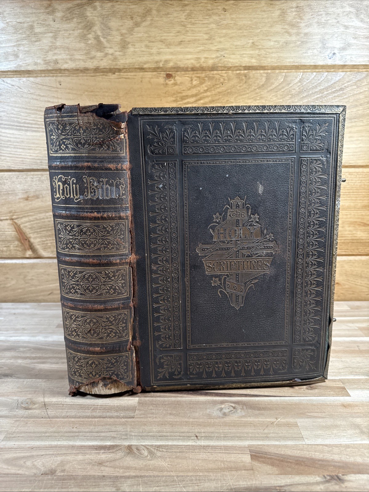 c1880 HOLY BIBLE color illustrations MAPS practical DEVOTINAL family BIBLE old