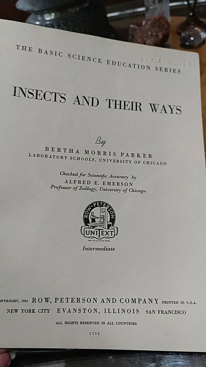 „INSECTS AND THEIR WAYS“. 1940s Basic Science Education Series children’s book.