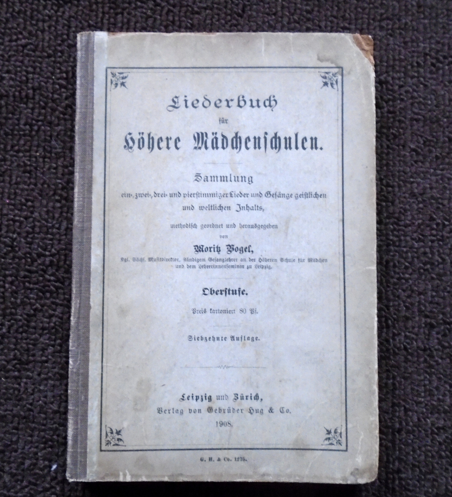 German Songbook For Highschool Children Liederbuch Sammlung 1908