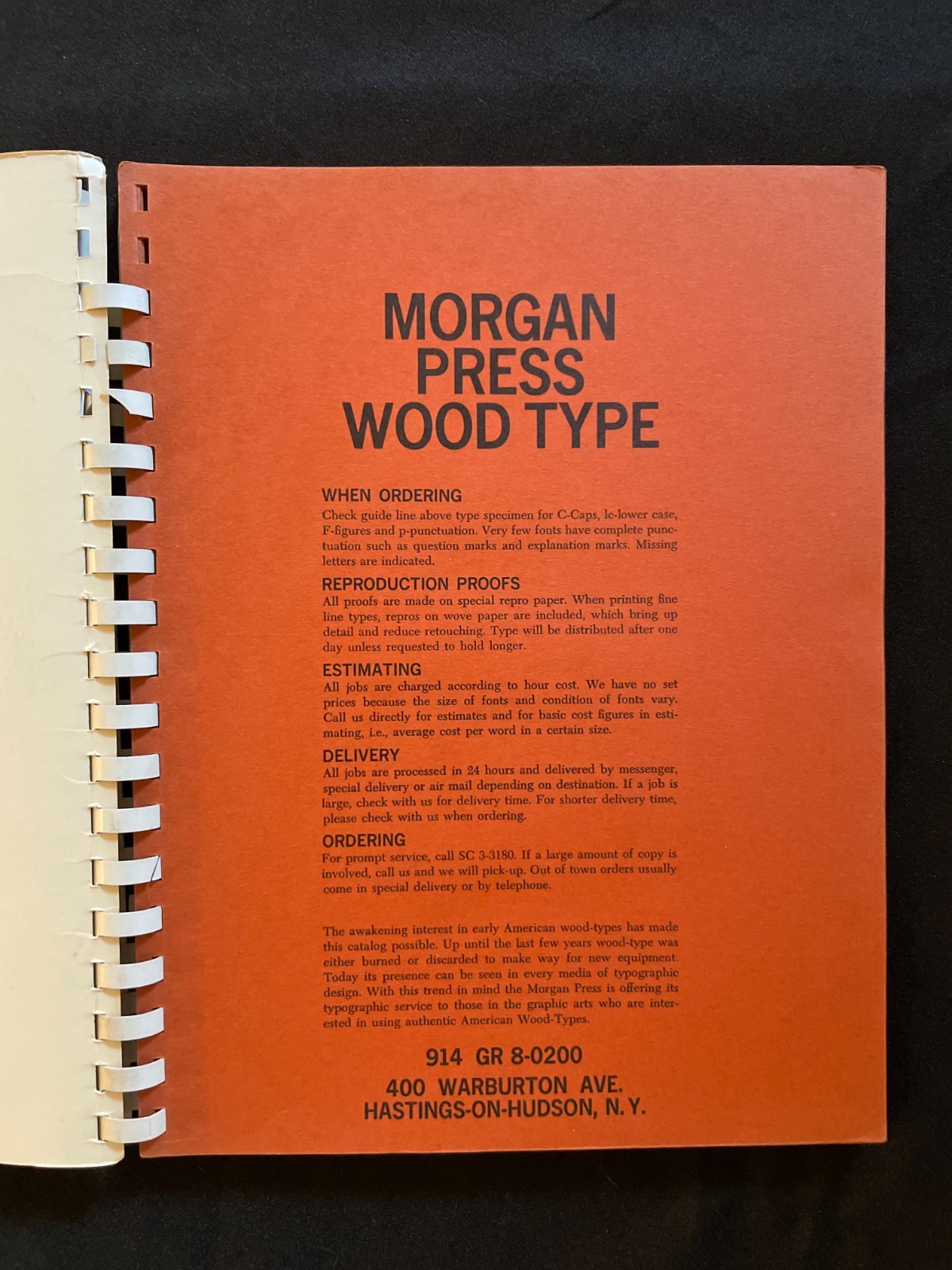 „Wood: Morgan Press“ Wood Type Catalogue 1964 Vintage Graphic Arts