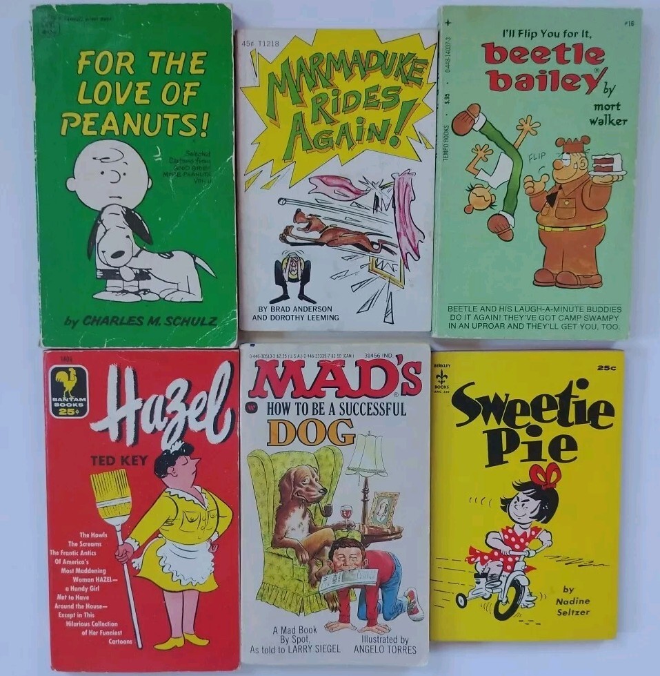 VTG COMIC BOOK LOT (6) ~MAD, BEETLE BAILEY,HAZEL,PEANUTS, MARMADUKE, SWEETIE PIE
