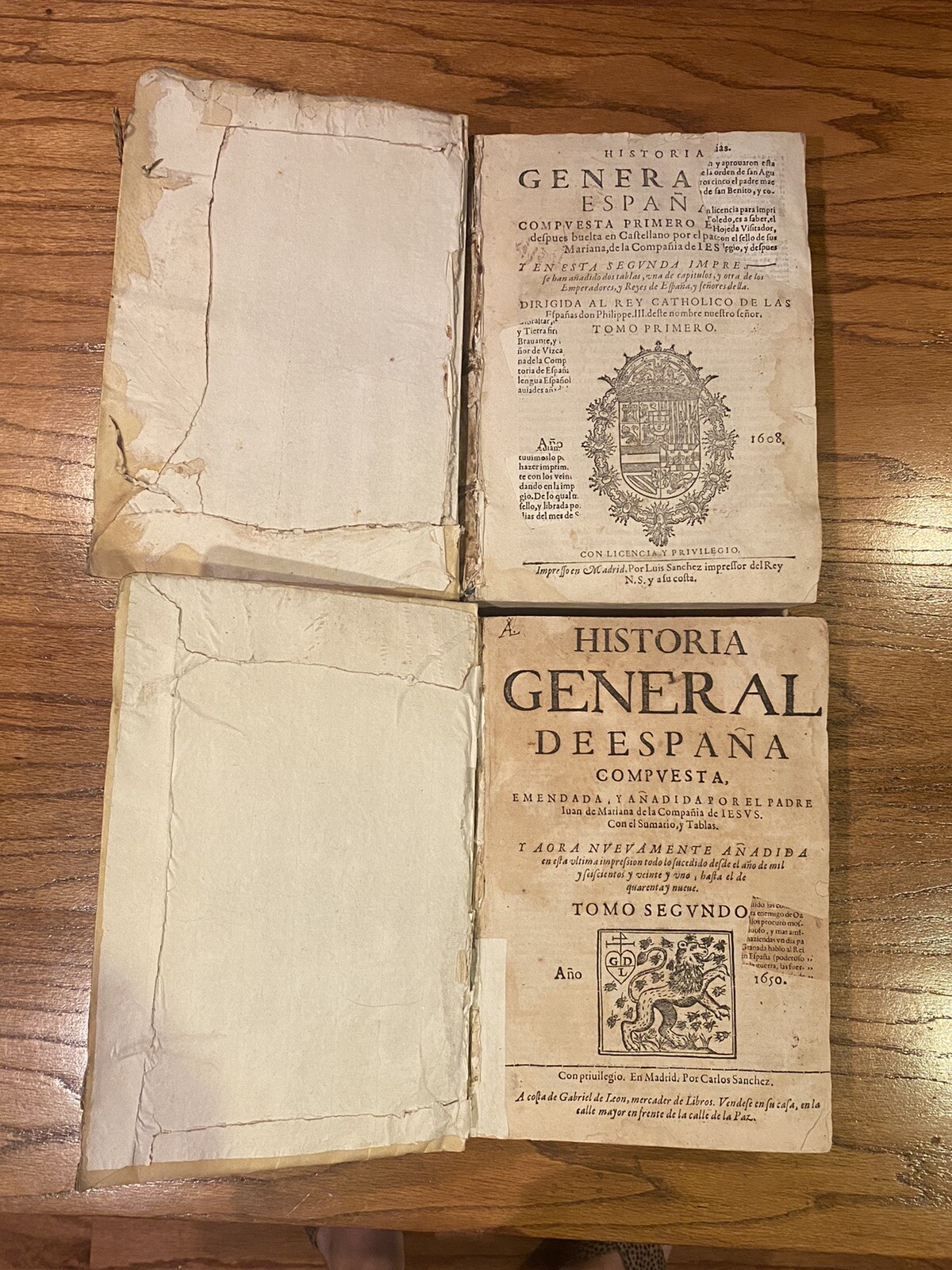 Antique 1608 Historia General de España Vol. I and 1650 Vol. II, Juan de Mariana