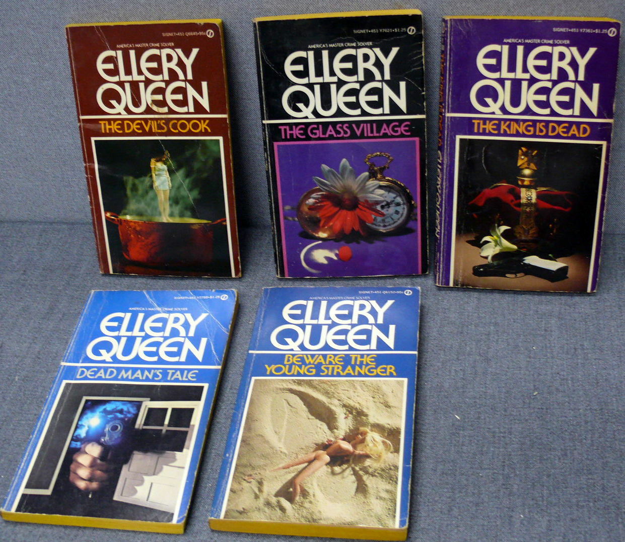 ELLERY QUEEN Lot of 5 Vintage Paperbacks All 1st Printings 1972-1975