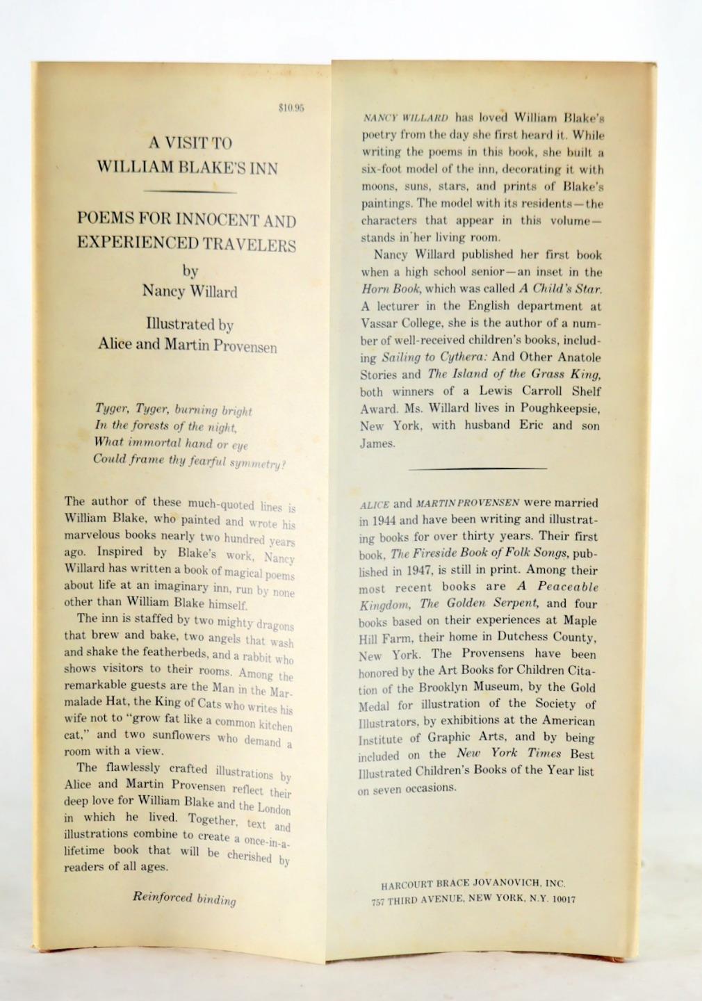 Nancy Willard Alice & Martin Provensen 1st Ed A Visit to William Blake’s Inn HC