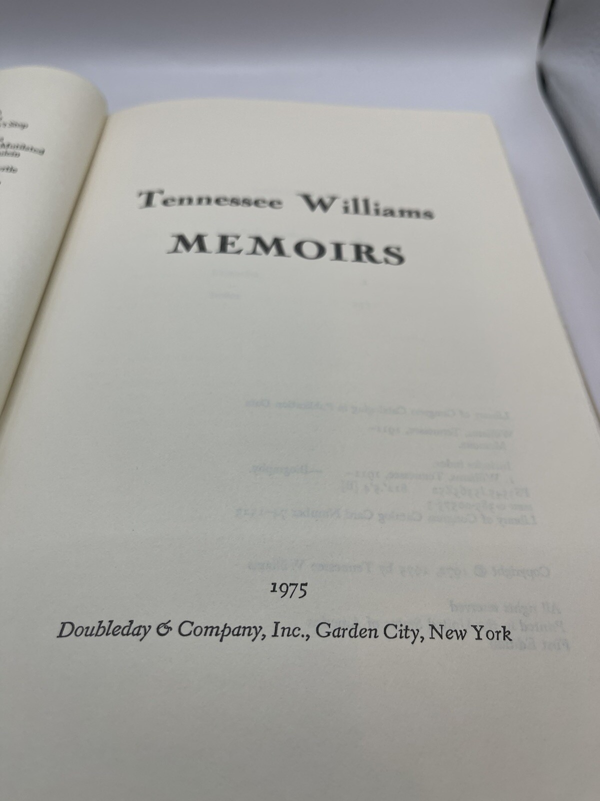 Williams, Tennessee – MEMOIRS – First Edition