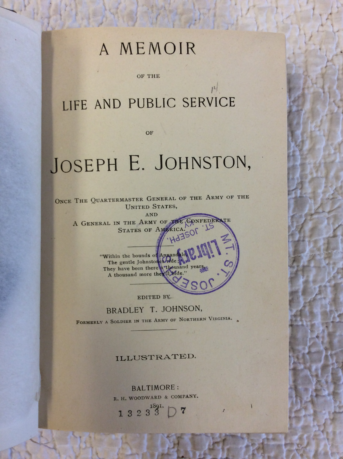LIFE OF JOSEPH E. JOHNSTON / LIFE OF JEFFERSON DAVIS – 2v in one – 1891, ACW