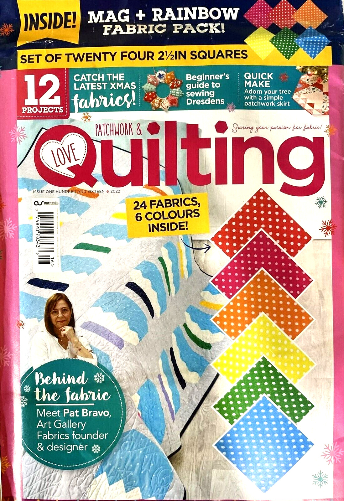 Love Patchwork & Quilting Magazine #116 2022 | Mag + Rainbow Fabric Pack