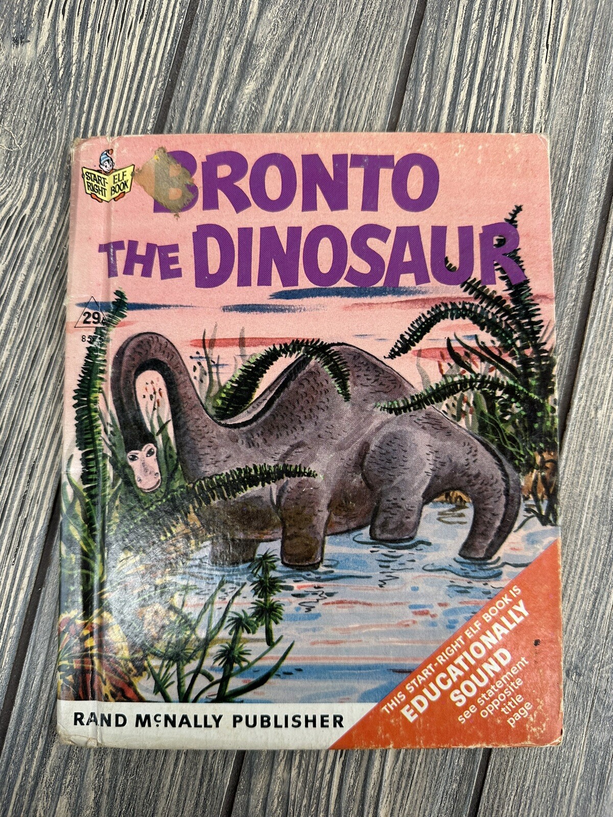 BRONTO THE DINOSAUR by DOROTHY THOMPSON LANDIS Rand McNally Elf Book 1967