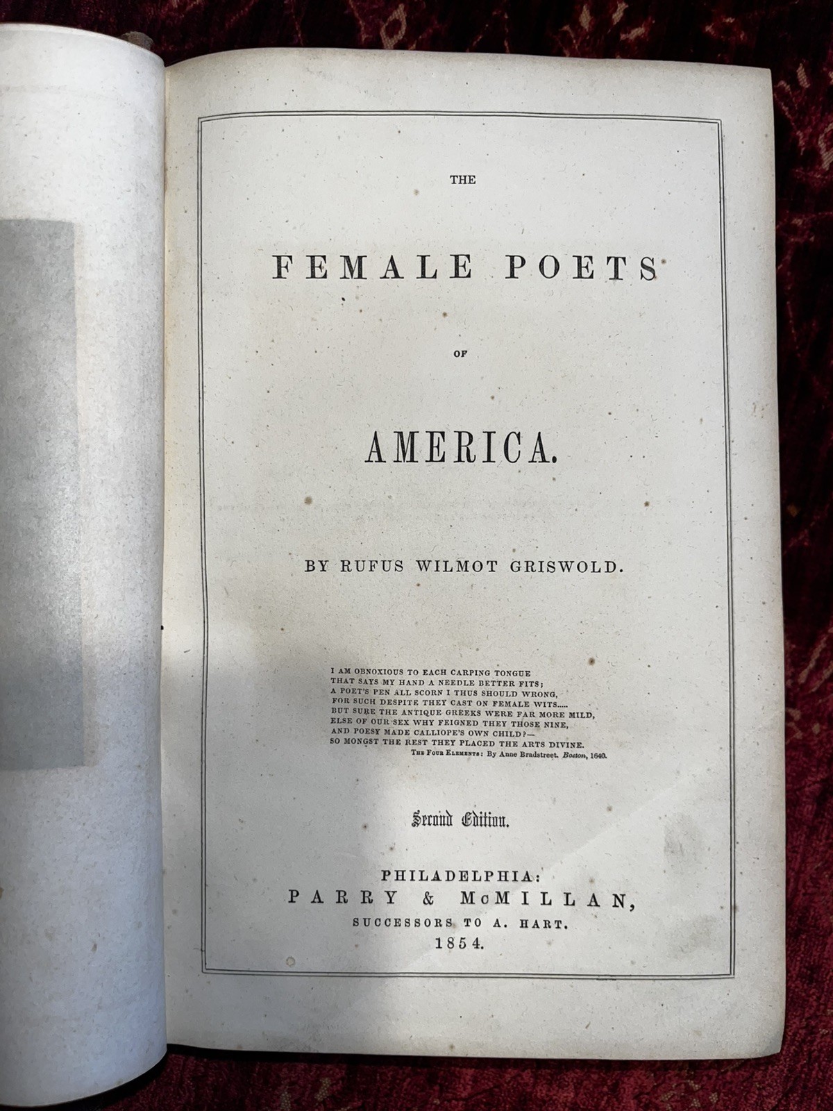 The Female Poets of America 1854 Rufus Griswold Second Edition