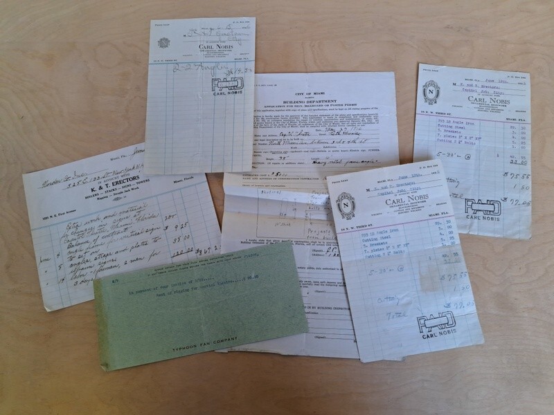 (6) Capitol Theatre Miami FL Florida 1926 Construction Receipts for Signage