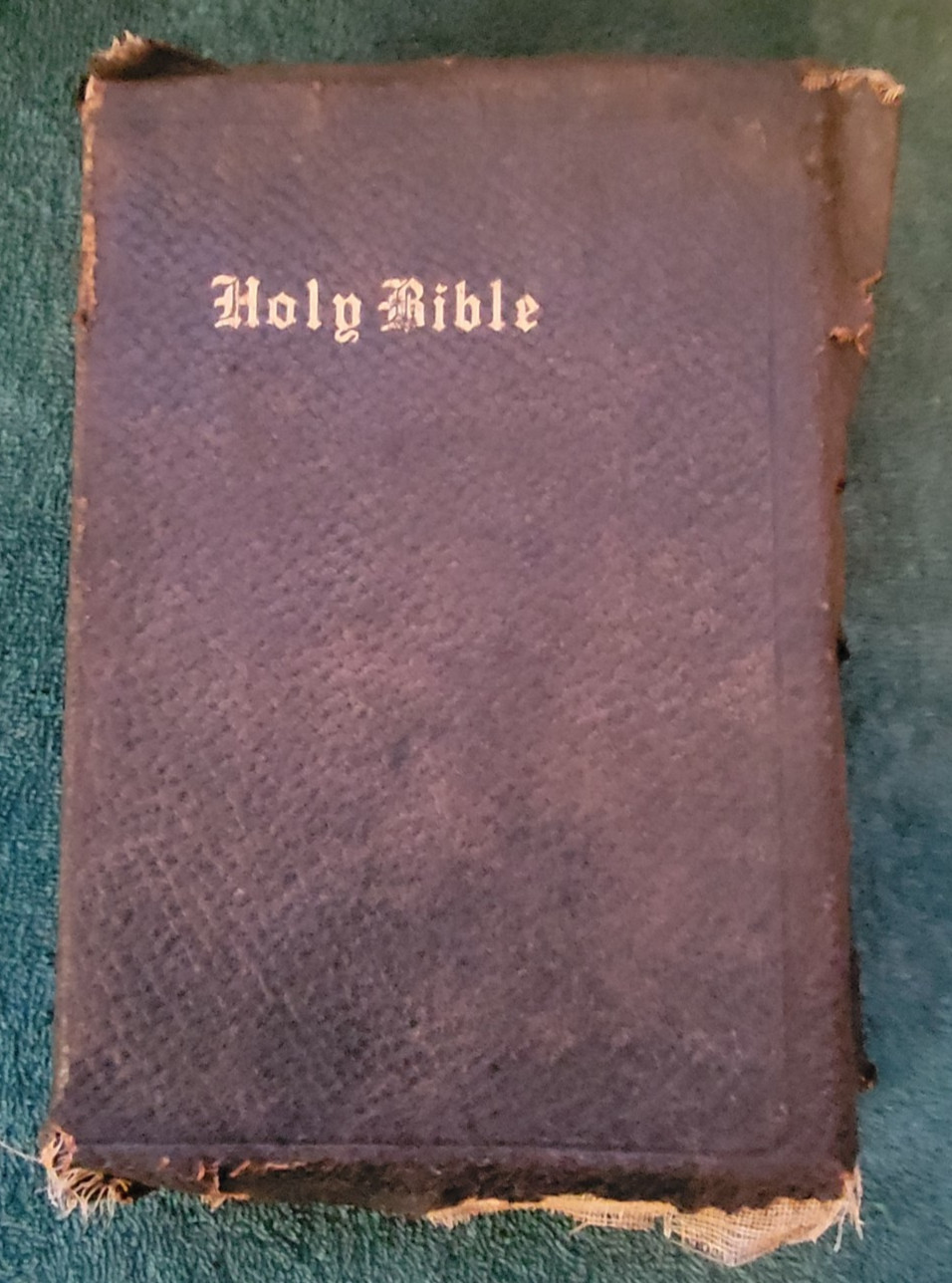 Bible Self Pronouncing Red Letter Hertel Vtg 1938 Blue Ribbon