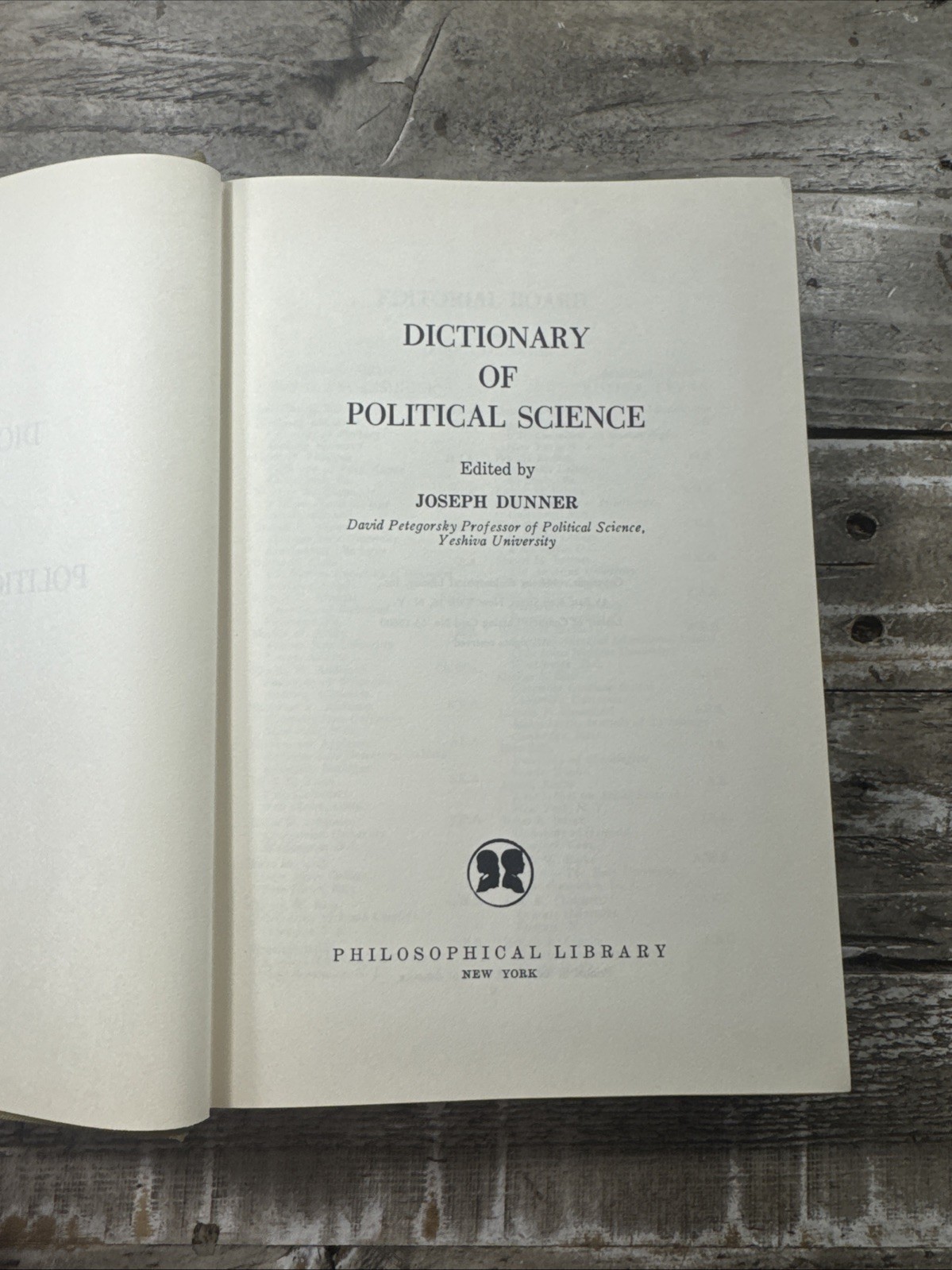 1964 Vintage Political Reference Book “Dictionary of Political Science” Dunner