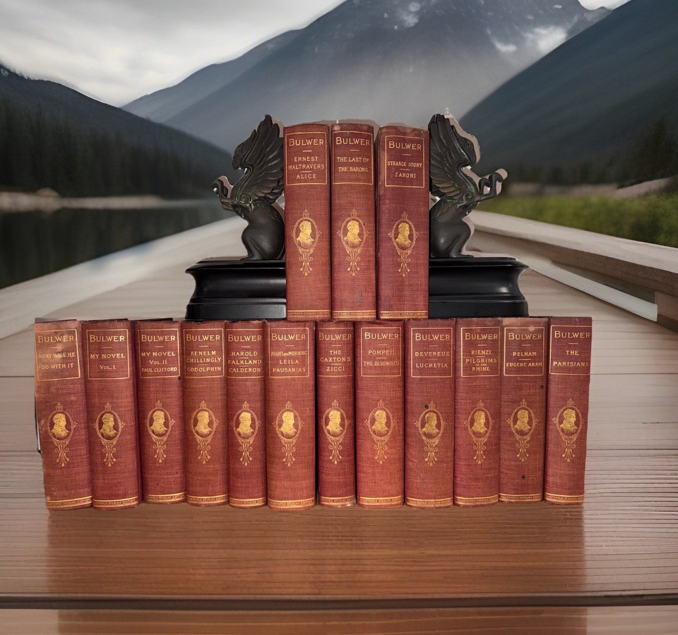 Rare Edward Bulwer-Lytton 15 Vol Antique Set Illustrated Bindings