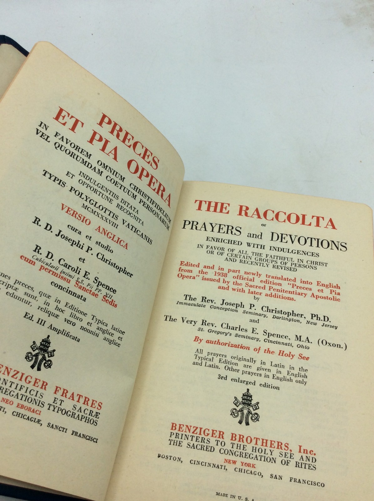 THE RACCOLTA or PRAYERS & DEVOTIONS ENRICHED WITH INDULGENCES – 1943 – Catholic