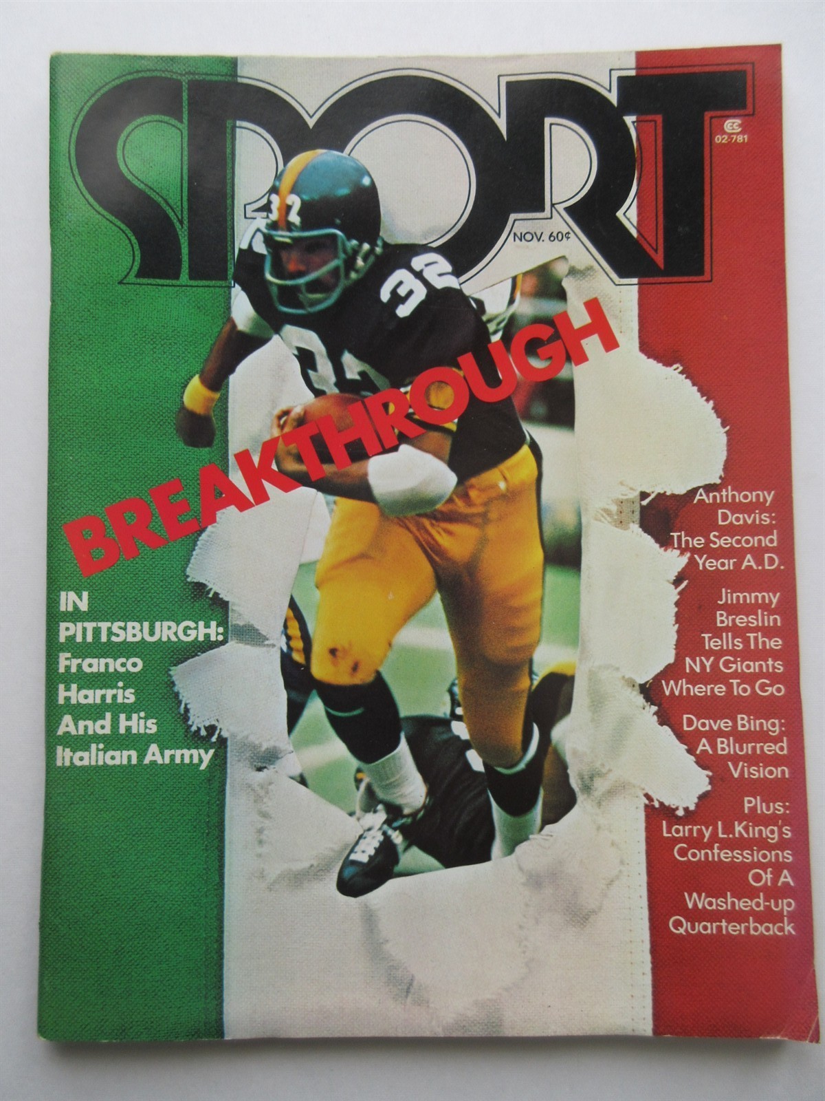 Sport Magazine November 1973 Franco Harris Pittsburgh Steelers Cover NO LABEL