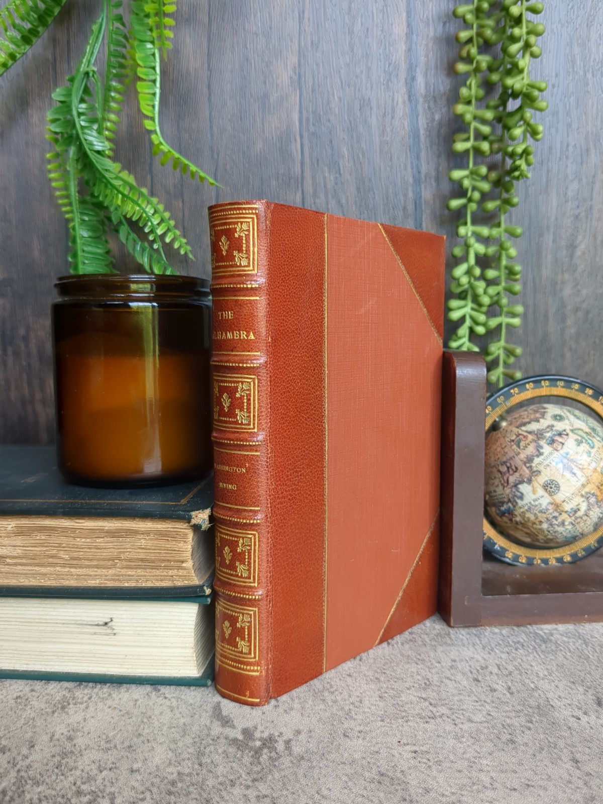 The Alhambra Washington Irving 1921 Illustrated Fine 3/4 Leather Binding