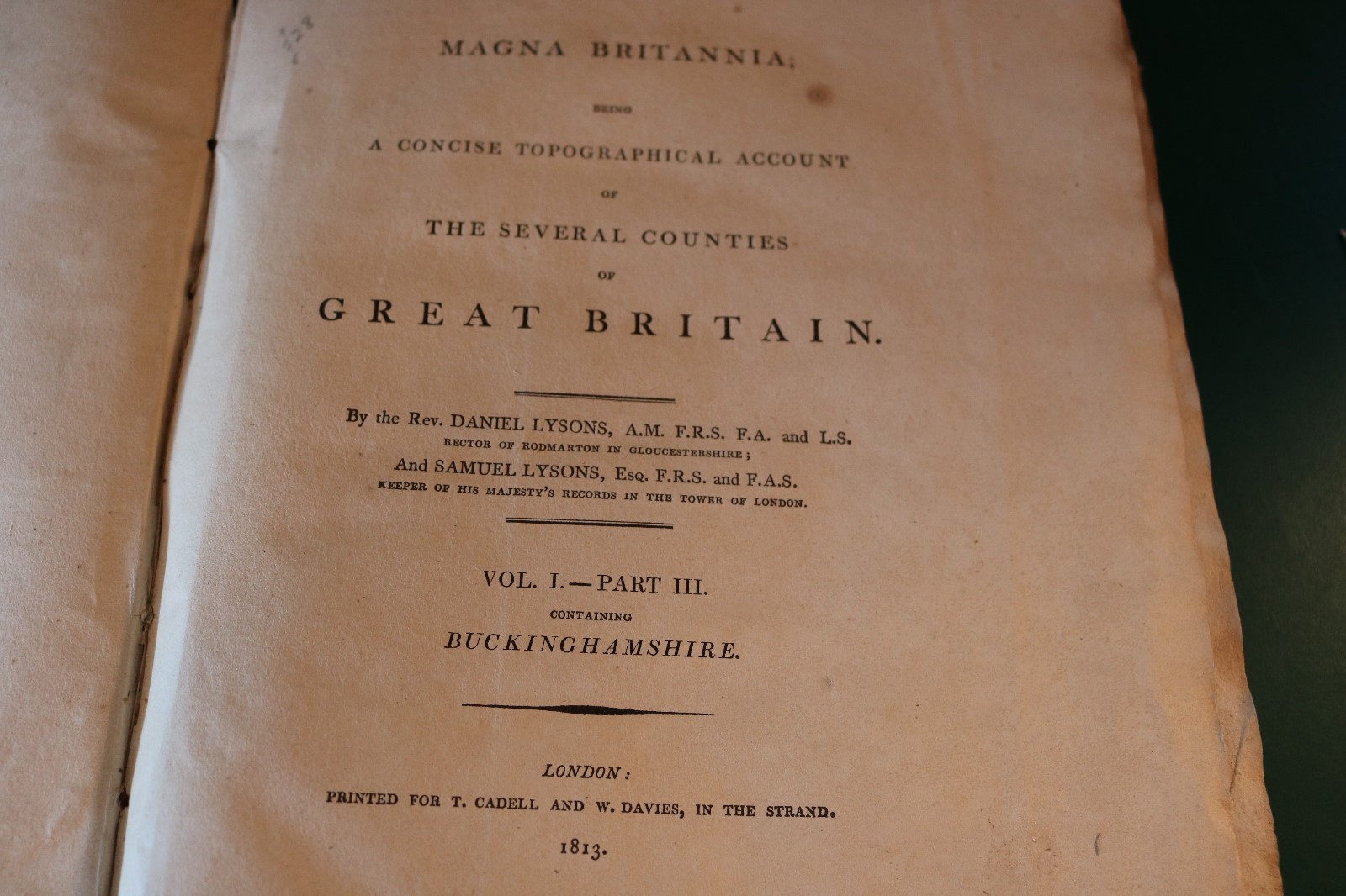 MAGNA BRITANNIA CONCISE TOPOGRAPHICAL1813 ACCT OF SEVERAL CTY BUCKINGHAMSHIRE