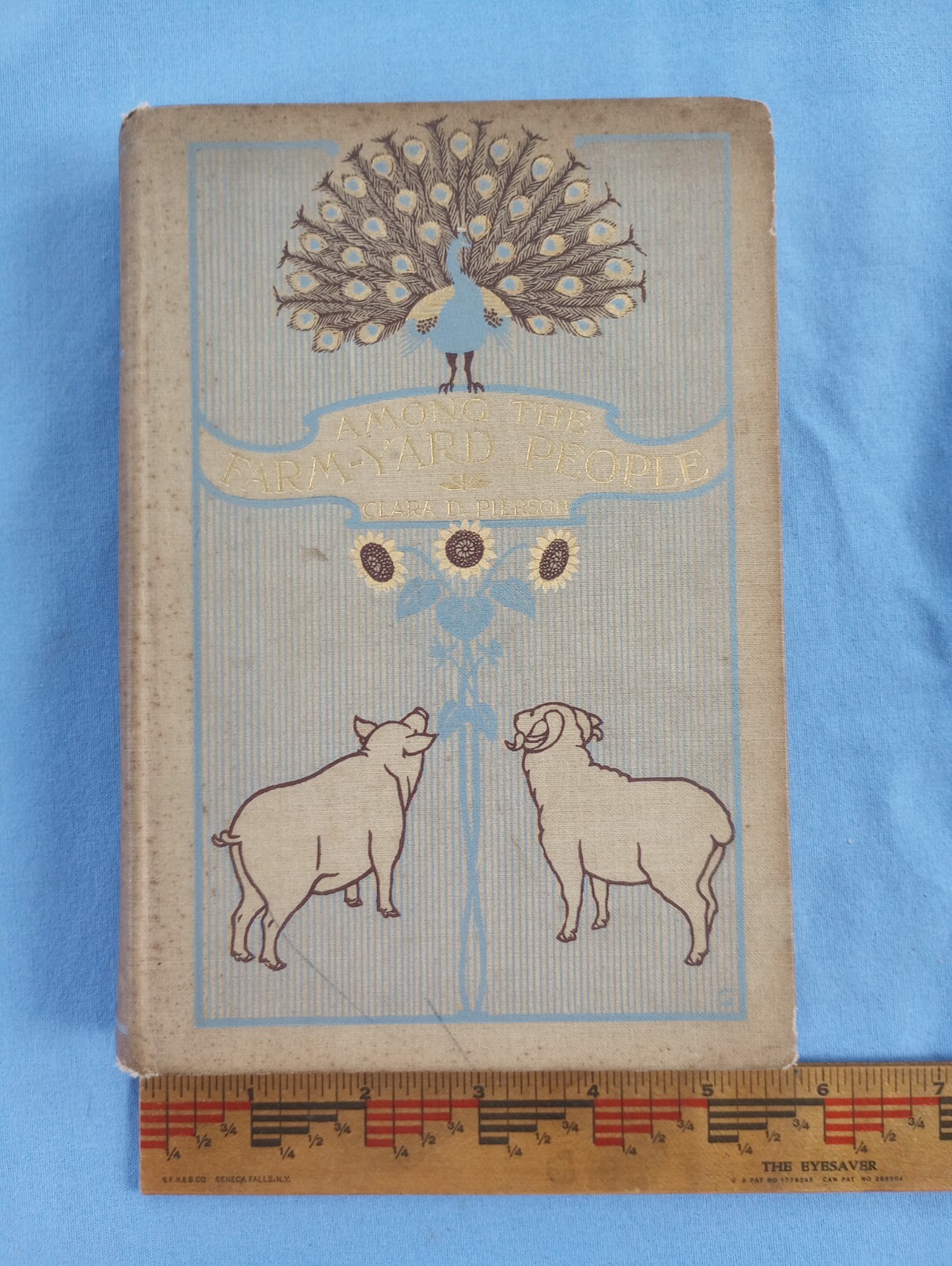 Among the Farm People 1899 Hardcover Book Peacock cover Children stories