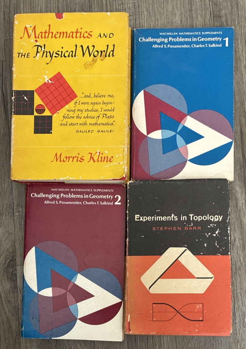 Vintage Math Book Lot 4x Morris Kline Stephen Barr Posamentier Geometry Topology