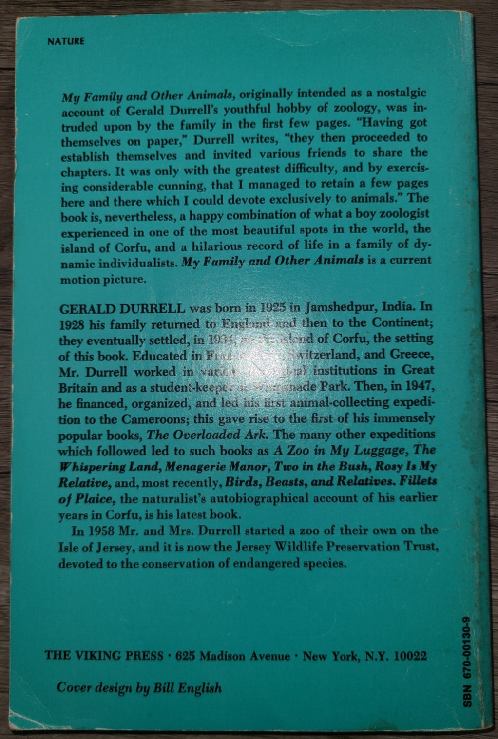 Vtg PB book, My Family and Other Animals by Gerald Durrell, 1971