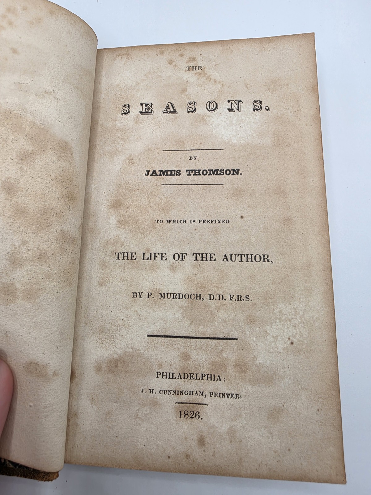 1826 THE SEASONS by James Thomson – Antique Philadelphia Edition – Leather