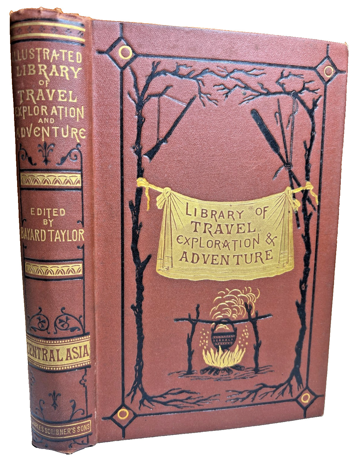 Antique 1878 Ornate Gilded Gilt Embossed Book Travels Cashmere Little Tibet Asia