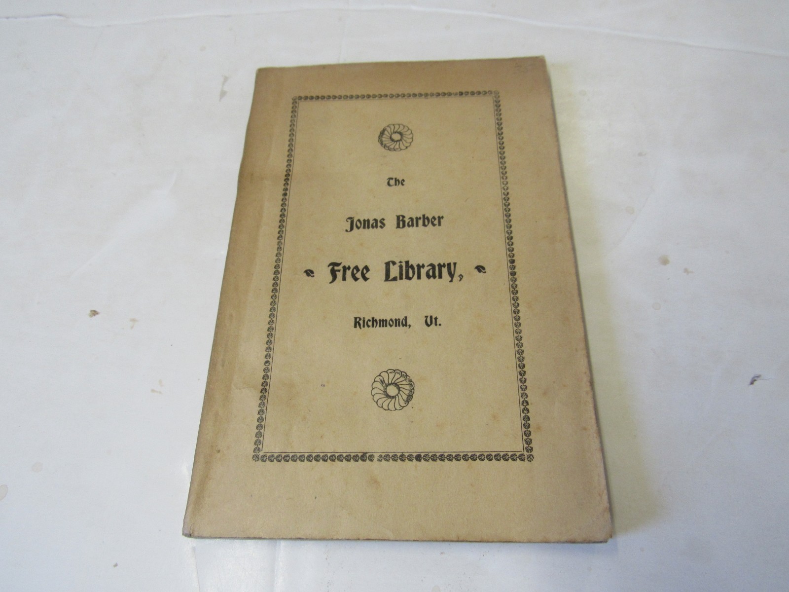 Catalogue Jonas Barber Free Library Richmond VT 1890’s