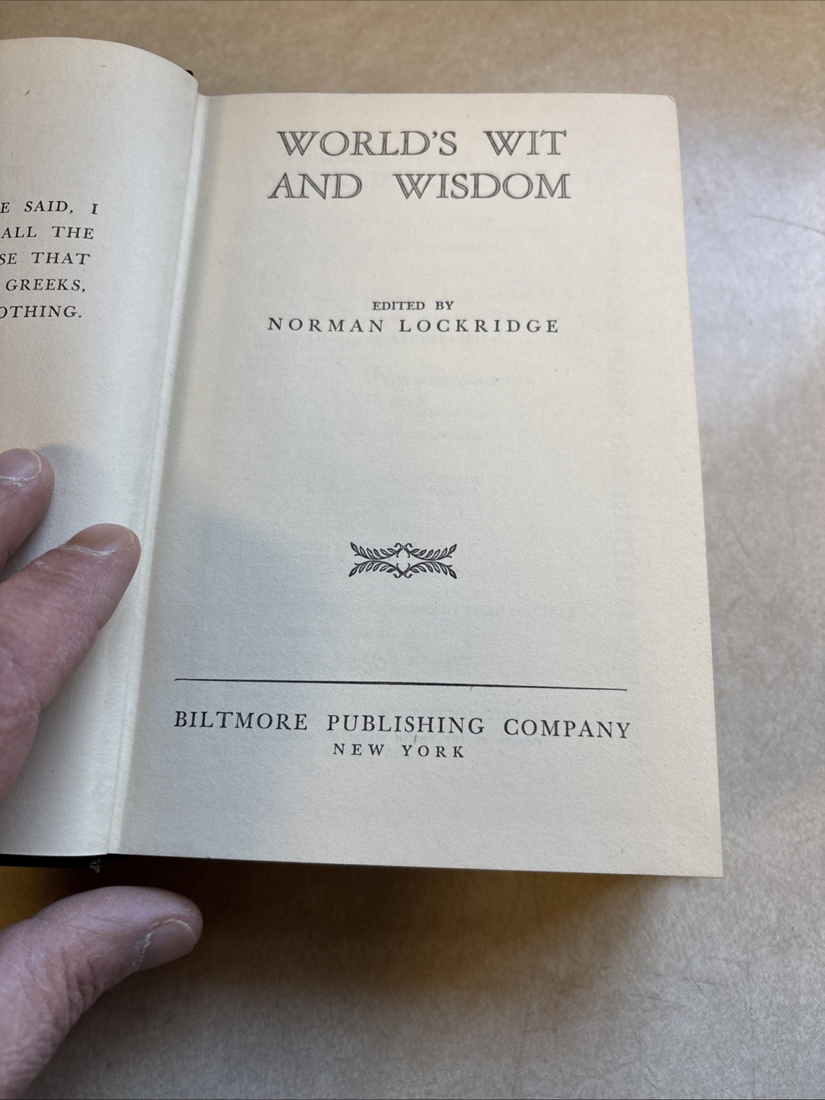 The Classic 1945 Golden Treasury of WIT And WISDOM by Norman Lockridge Biltmore