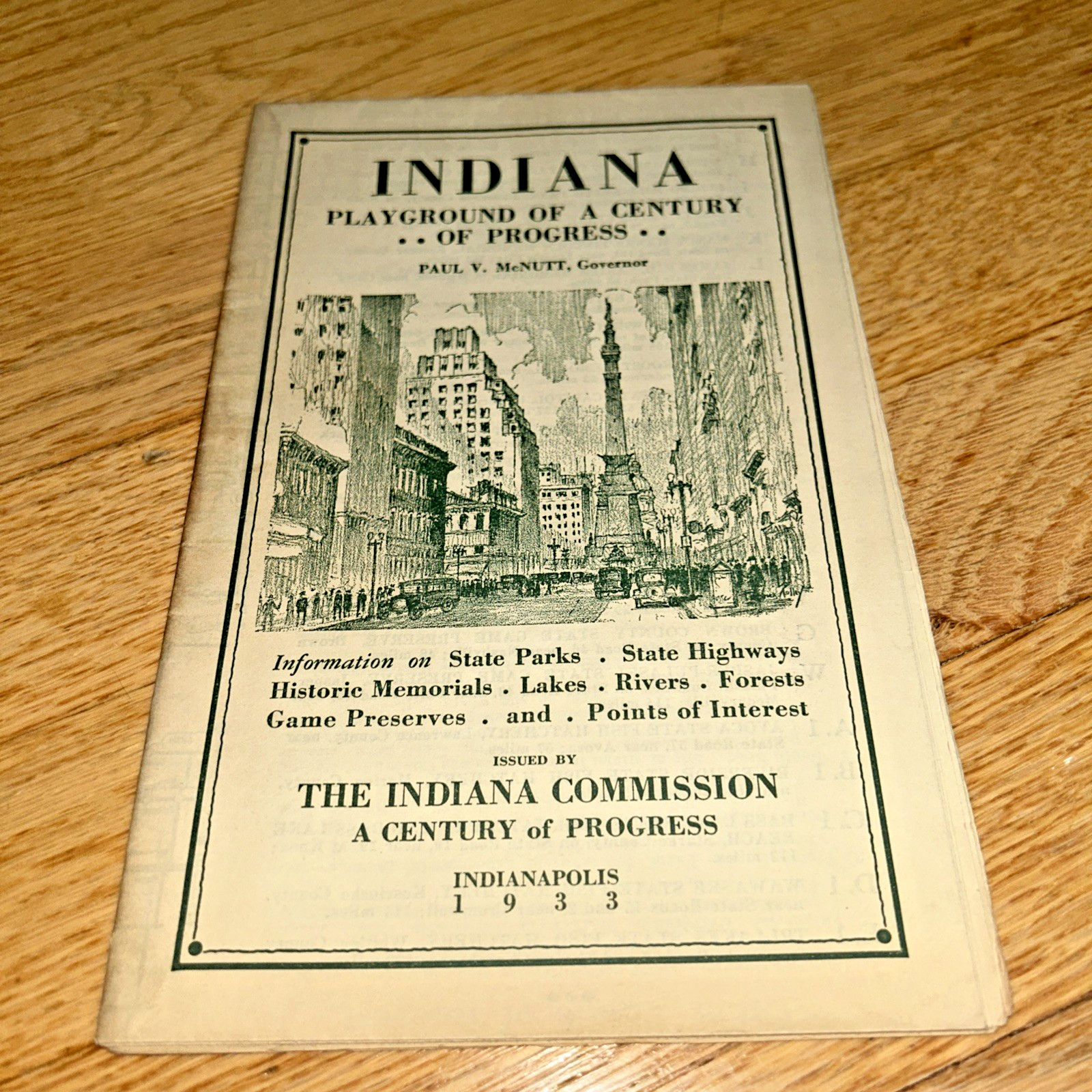 1933 INDIANA, PLAYGROUND OF A CENTURY OF PROGRESS Map