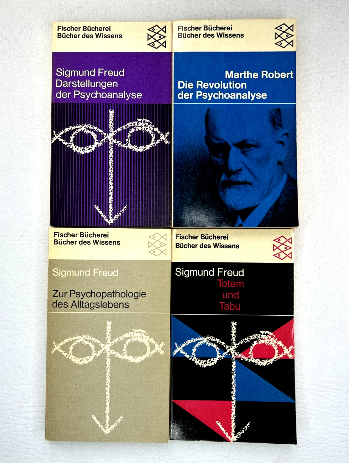 Lot of 4 Sigmund Freud German Language Books Psychopathologie Totem und Tabu